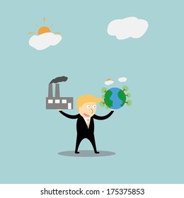 Businessmen using green energy.