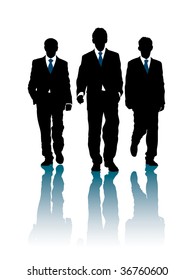 Businessmen are walking forward.