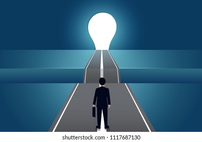 Businessmen walking go on the road there is a gap between go to aim for goal success. business concept of challenge problem solving. leadership. creative idea. vector illustration