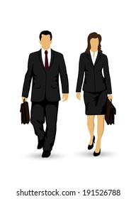 businessmen walking on white background