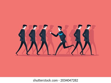 businessmen walking and running unique concept