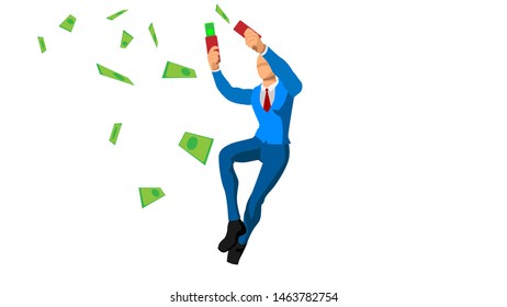 businessmen waste money. expression and celebration of victory. financial freedom. eps10 vector file