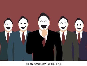 Businessmen wearing a various mask. Business concept