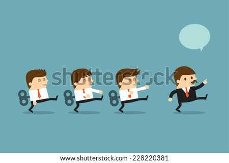 Businessmen with wind-up key