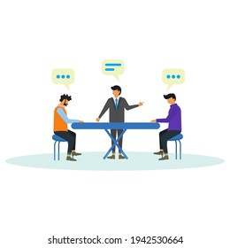 businessmen at a work meeting, flat illustration vector graphic
