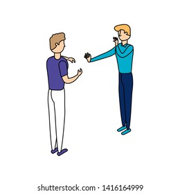 businessmen workers talking characters vector ilustration