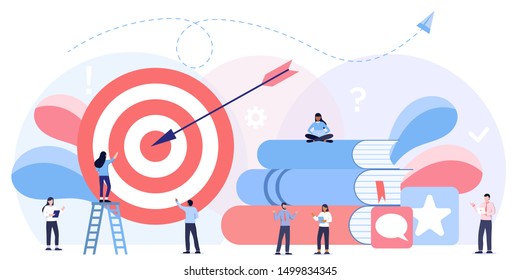 Businessmen Working, Big Target With Arrow. Internal Marketing, Company Goals Promotion, Employee Engagement Concept. Header Or Footer Banner Template. Teamwork, Leadership, Success, Online Education