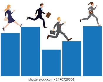 Businessmen working hard towards the company's sales goals.