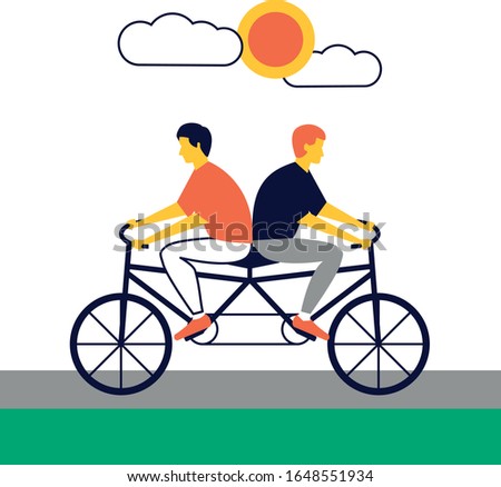Businessmen are working at the opposite direction from each other. Business people in conflict and confrontation concept. Effort in in different directions