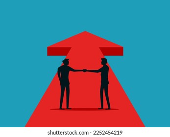 Businessmen working together to create progress and business growth. vector illustration
