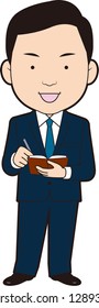 Businessmen writing notes in the notebook