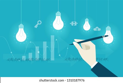 Businessmen writing the progress line. Business concept illustration