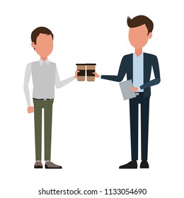 Businessmens with coffee and documents