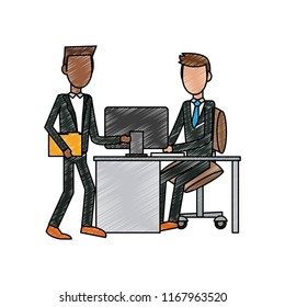 Businessmens talking at office scribble