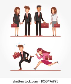 businesspeople avatars with work time elements