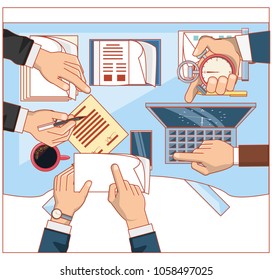 businesspeople avatars with work time elements