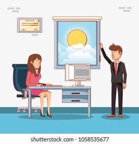 businesspeople avatars with work time elements