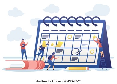 businesspeople with calendar planning on white background