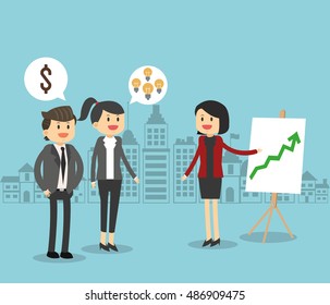 Businesspeople cartoon and solution design
