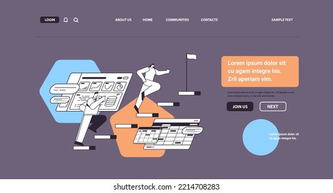 businesspeople climbing up stairs career ladder leadership concept