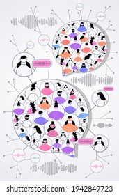 businesspeople communicating by voice messages audio chat application social media online communication