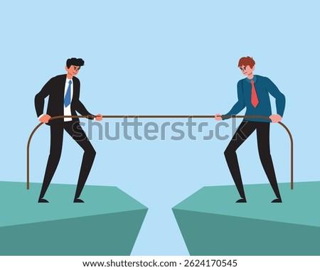Businesspeople with conflict of interest concept. Vector illustration.
