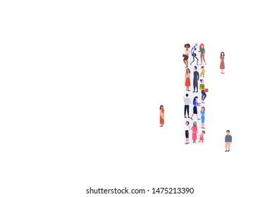 businesspeople crowd gathering in letter I shape English alphabet concept mix race men women casual people group standing together full length horizontal