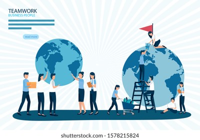 Businesspeople design, Teamwork support collaborative cooperation work unity and idea theme Vector illustration