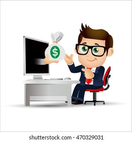 Businesspeople in front of computer