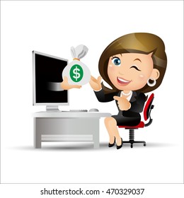 Businesspeople in front of computer