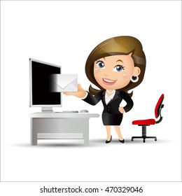Businesspeople in front of computer