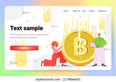 businesspeople frustrated about fallen in price bitcoin collapse of crypto currency financial crisis bankrupt