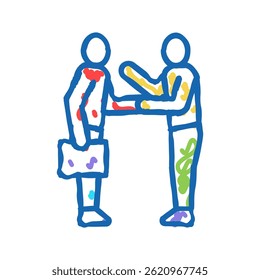 businesspeople greeting and discussing doodle icon sketch vector. businesspeople greeting and discussing sign. isolated symbol illustration