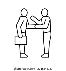 businesspeople greeting and discussing line icon vector. businesspeople greeting and discussing sign. isolated contour symbol black illustration