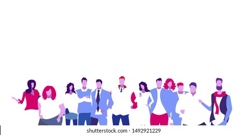 businesspeople group standing together using smartphones business people colleagues successful team concept sketch portrait horizontal