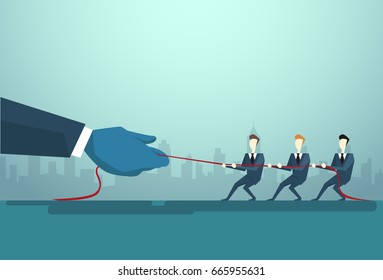 Businesspeople Group Two Team Pulling Rope, Business Competition Concept Flat Vector Illustration