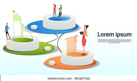 Businesspeople Group Visualization Analysis Finance Graph Financial Business Chart Copy Space Flat Vector Illustration