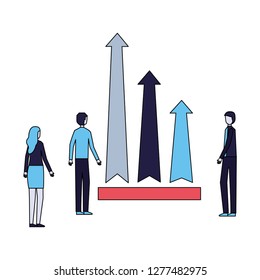businesspeople growth arrows