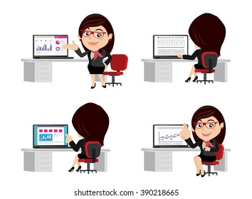 Businesspeople infront of her computer