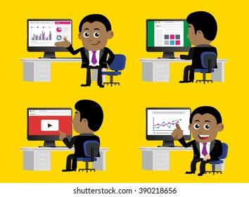Businesspeople infront of his computer