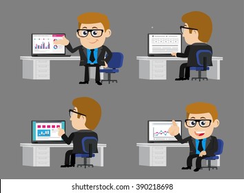 Businesspeople infront of his computer