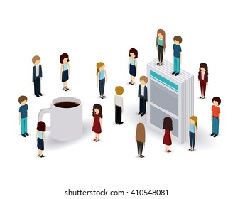businesspeople isometrics design 