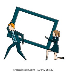 businesspeople lifting weight avatars characters