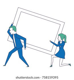 businesspeople lifting weight. avatars characters