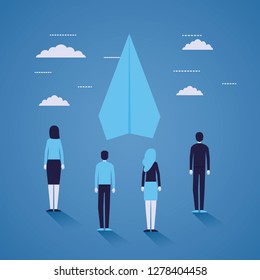 businesspeople paper plane startup startup