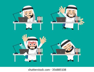Businesspeople sitting in front of his table