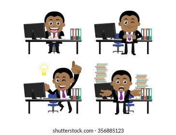 Businesspeople sitting in front of his table