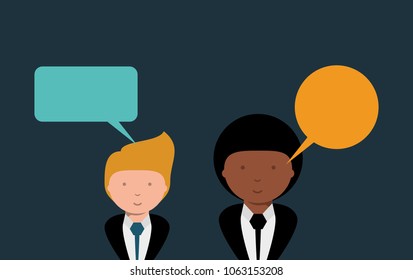 Businesspeople with speech bubbles