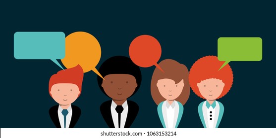 Businesspeople with speech bubbles