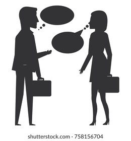 businesspeople with speech bubbles avatars characters